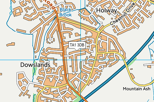 TA1 3DB map - OS VectorMap District (Ordnance Survey)