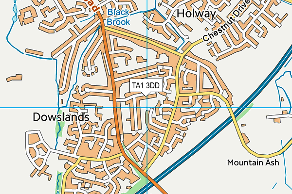 TA1 3DD map - OS VectorMap District (Ordnance Survey)