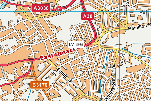 TA1 3FG map - OS VectorMap District (Ordnance Survey)