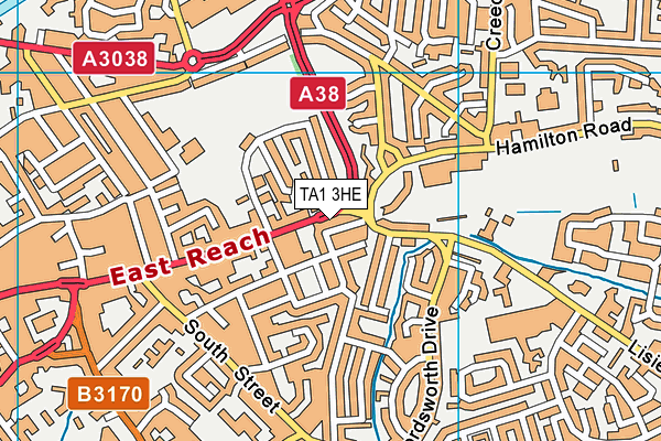 TA1 3HE map - OS VectorMap District (Ordnance Survey)