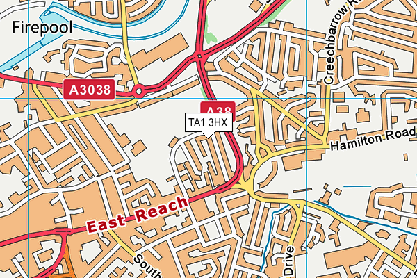 TA1 3HX map - OS VectorMap District (Ordnance Survey)