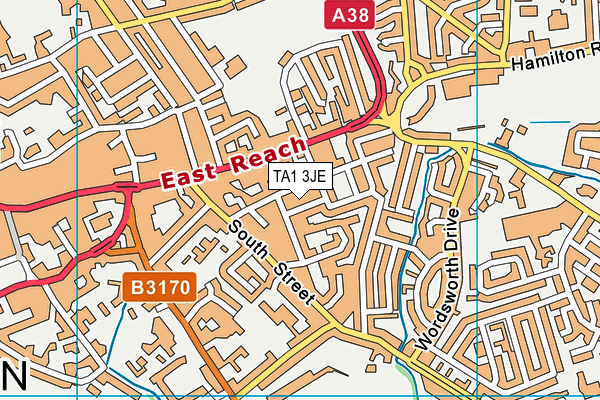 TA1 3JE map - OS VectorMap District (Ordnance Survey)