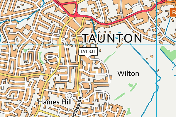 Taunton Bowling Club map (TA1 3JT) - OS VectorMap District (Ordnance Survey)