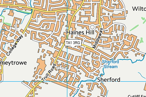 TA1 3RG map - OS VectorMap District (Ordnance Survey)