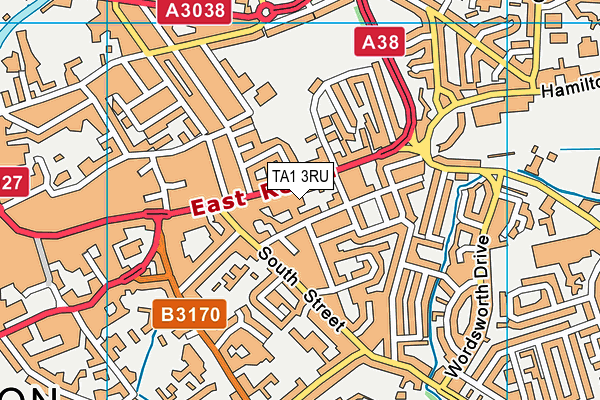 TA1 3RU map - OS VectorMap District (Ordnance Survey)