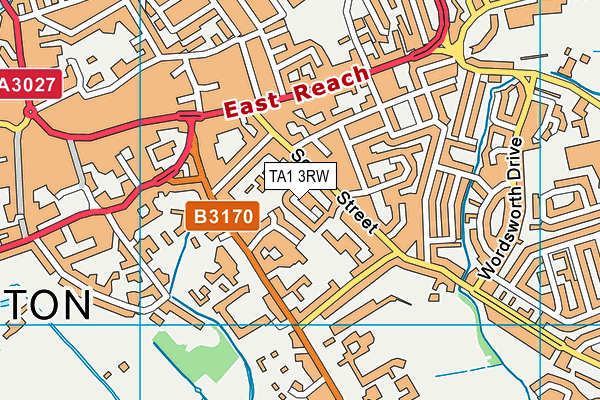 TA1 3RW map - OS VectorMap District (Ordnance Survey)