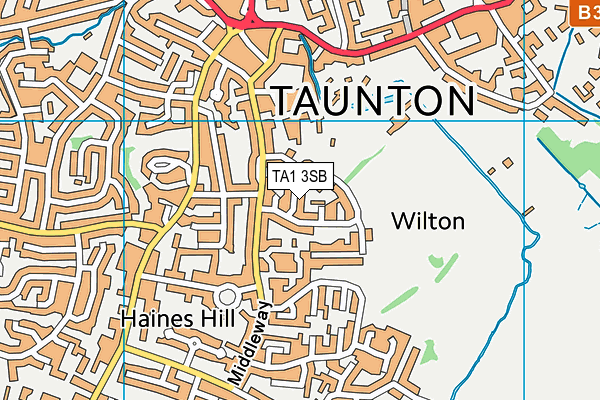 TA1 3SB map - OS VectorMap District (Ordnance Survey)