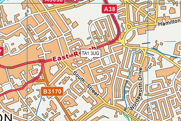 TA1 3UG map - OS VectorMap District (Ordnance Survey)