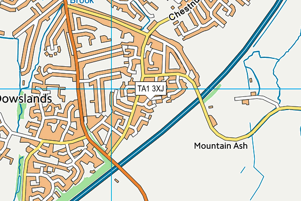 TA1 3XJ map - OS VectorMap District (Ordnance Survey)