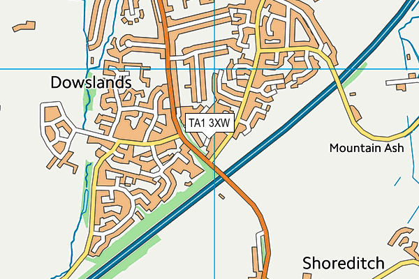 TA1 3XW map - OS VectorMap District (Ordnance Survey)