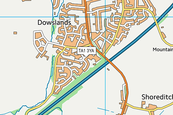 TA1 3YA map - OS VectorMap District (Ordnance Survey)