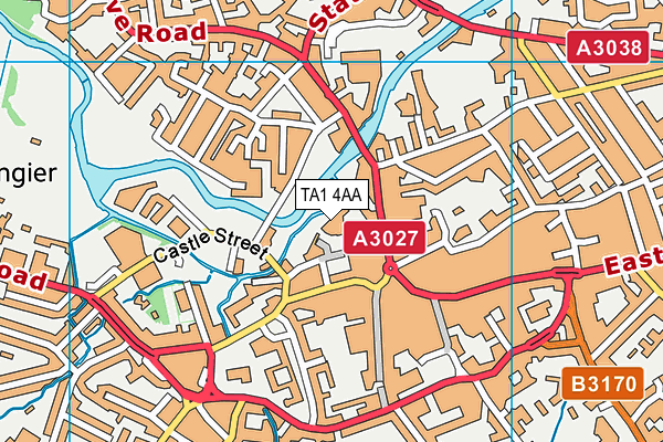 TA1 4AA map - OS VectorMap District (Ordnance Survey)