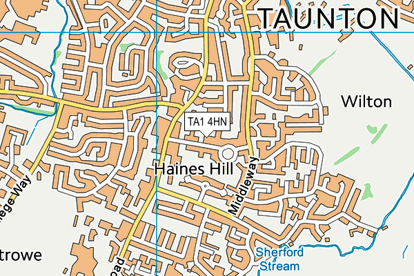 TA1 4HN map - OS VectorMap District (Ordnance Survey)