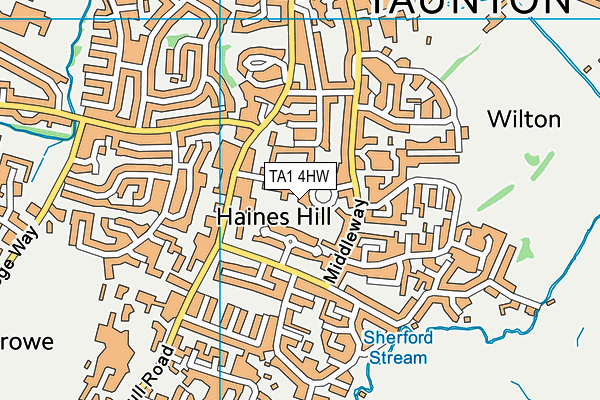 TA1 4HW map - OS VectorMap District (Ordnance Survey)