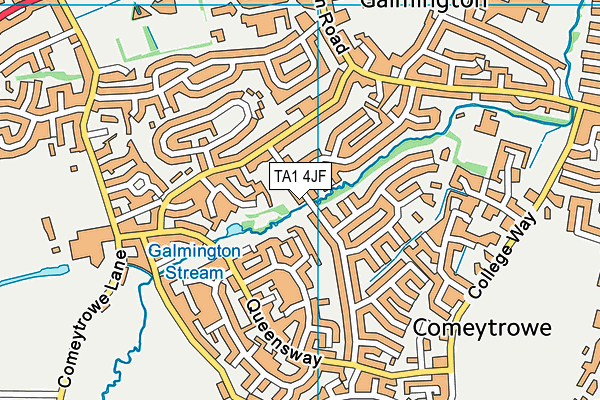 TA1 4JF map - OS VectorMap District (Ordnance Survey)