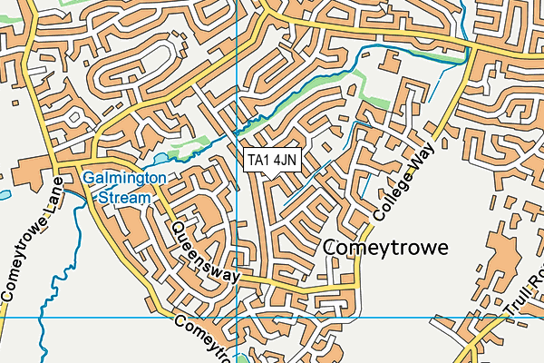 TA1 4JN map - OS VectorMap District (Ordnance Survey)