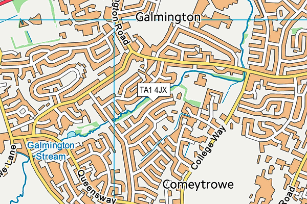 TA1 4JX map - OS VectorMap District (Ordnance Survey)