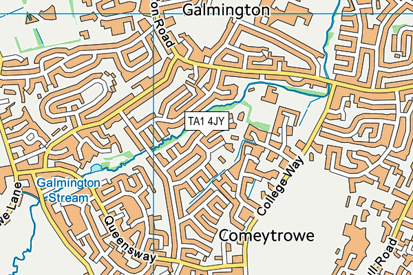 TA1 4JY map - OS VectorMap District (Ordnance Survey)