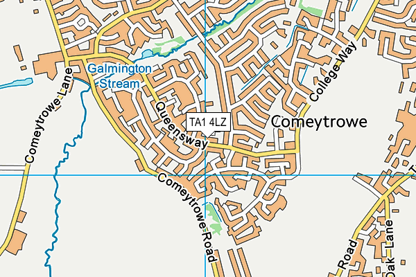 TA1 4LZ map - OS VectorMap District (Ordnance Survey)