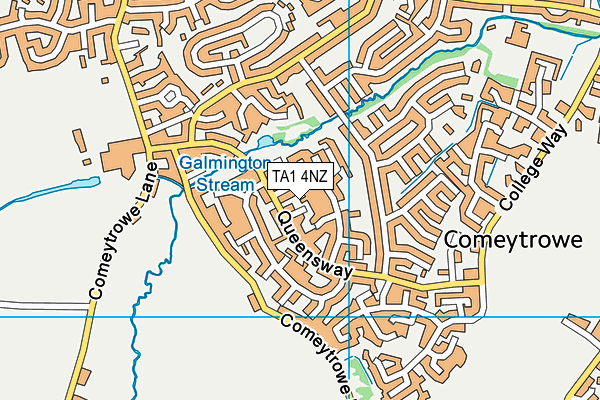 TA1 4NZ map - OS VectorMap District (Ordnance Survey)