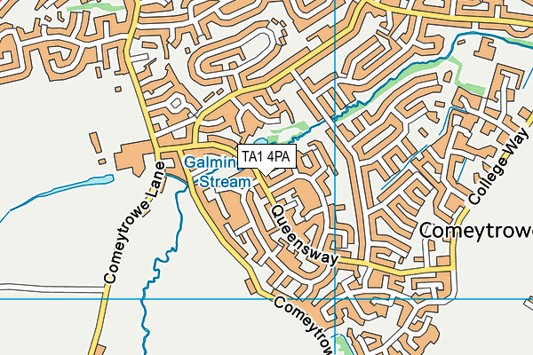 TA1 4PA map - OS VectorMap District (Ordnance Survey)