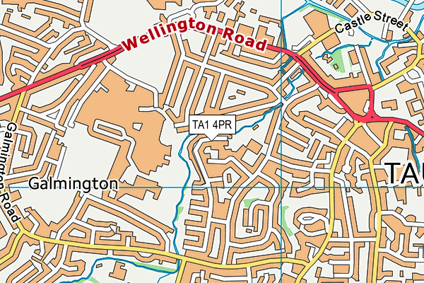 TA1 4PR map - OS VectorMap District (Ordnance Survey)