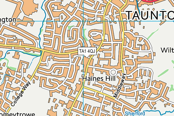 TA1 4QJ map - OS VectorMap District (Ordnance Survey)