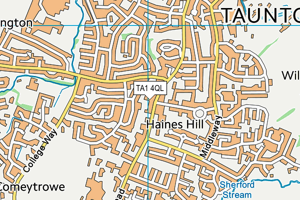 TA1 4QL map - OS VectorMap District (Ordnance Survey)