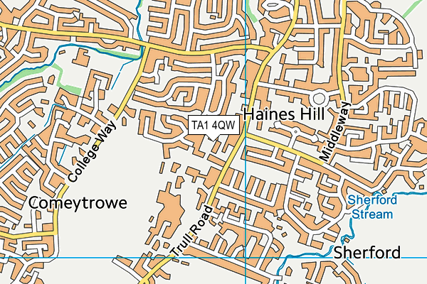 TA1 4QW map - OS VectorMap District (Ordnance Survey)