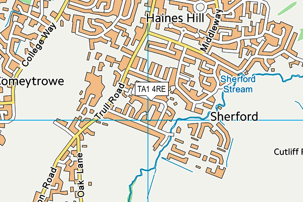 TA1 4RE map - OS VectorMap District (Ordnance Survey)