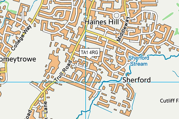 TA1 4RG map - OS VectorMap District (Ordnance Survey)