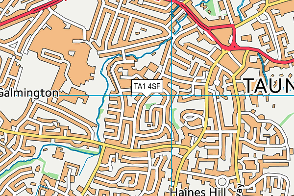 TA1 4SF map - OS VectorMap District (Ordnance Survey)