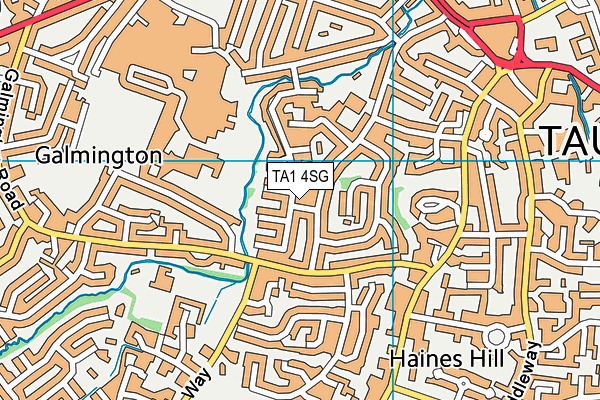 TA1 4SG map - OS VectorMap District (Ordnance Survey)