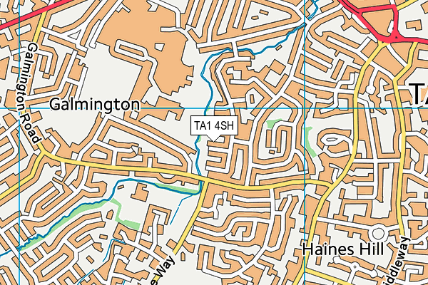 TA1 4SH map - OS VectorMap District (Ordnance Survey)