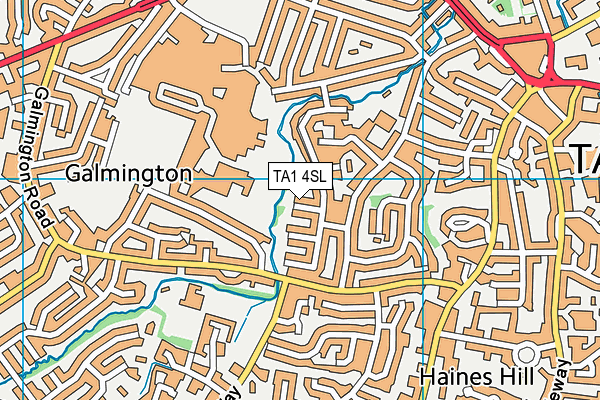 TA1 4SL map - OS VectorMap District (Ordnance Survey)