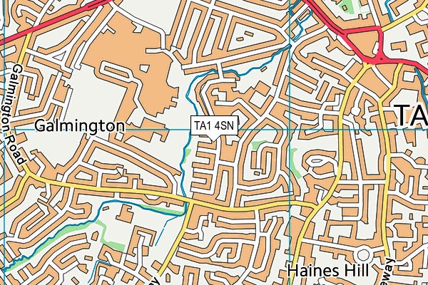 TA1 4SN map - OS VectorMap District (Ordnance Survey)