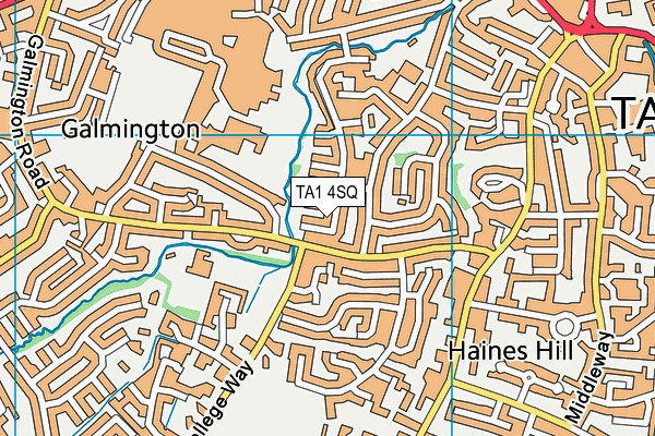 TA1 4SQ map - OS VectorMap District (Ordnance Survey)