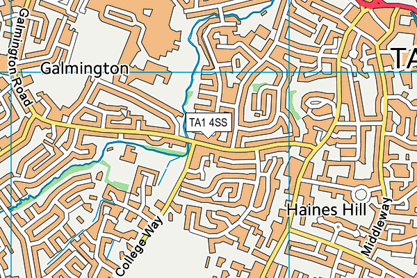 TA1 4SS map - OS VectorMap District (Ordnance Survey)