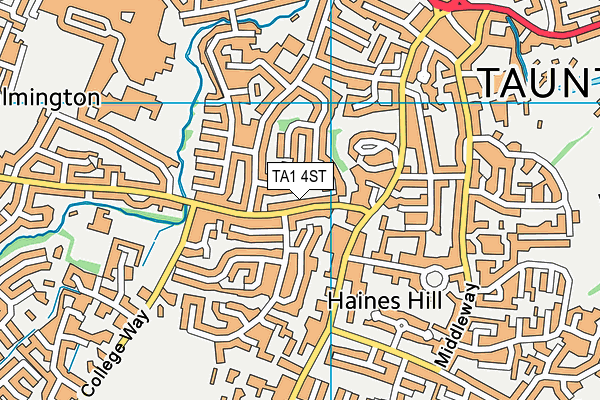 TA1 4ST map - OS VectorMap District (Ordnance Survey)