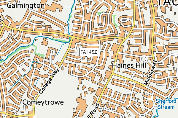 TA1 4SZ map - OS VectorMap District (Ordnance Survey)