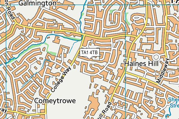 TA1 4TB map - OS VectorMap District (Ordnance Survey)