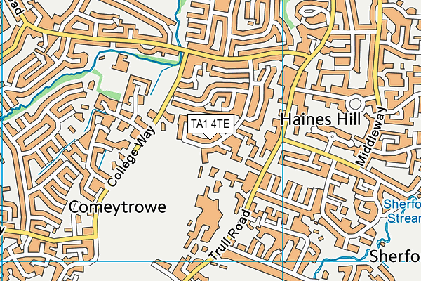 TA1 4TE map - OS VectorMap District (Ordnance Survey)