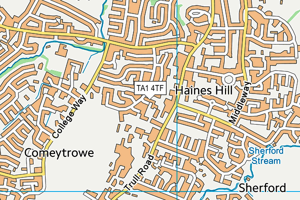 TA1 4TF map - OS VectorMap District (Ordnance Survey)