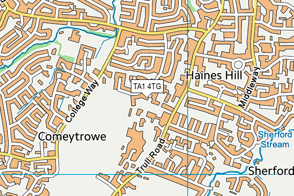 TA1 4TG map - OS VectorMap District (Ordnance Survey)