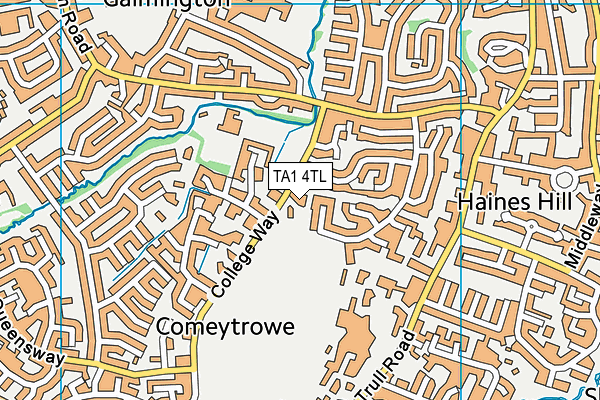 TA1 4TL map - OS VectorMap District (Ordnance Survey)