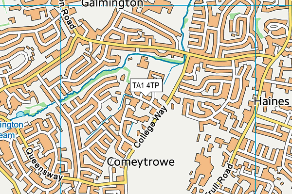 TA1 4TP map - OS VectorMap District (Ordnance Survey)