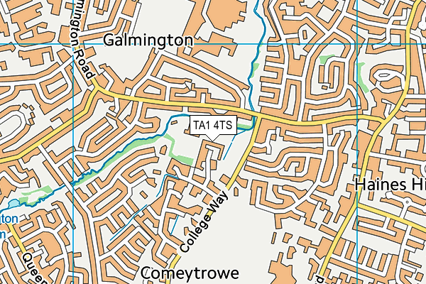 TA1 4TS map - OS VectorMap District (Ordnance Survey)