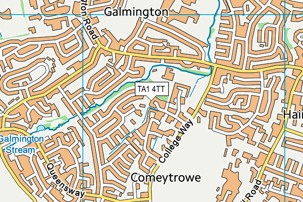 TA1 4TT map - OS VectorMap District (Ordnance Survey)