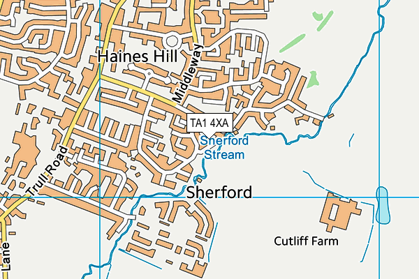 TA1 4XA map - OS VectorMap District (Ordnance Survey)