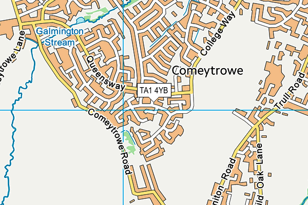 TA1 4YB map - OS VectorMap District (Ordnance Survey)